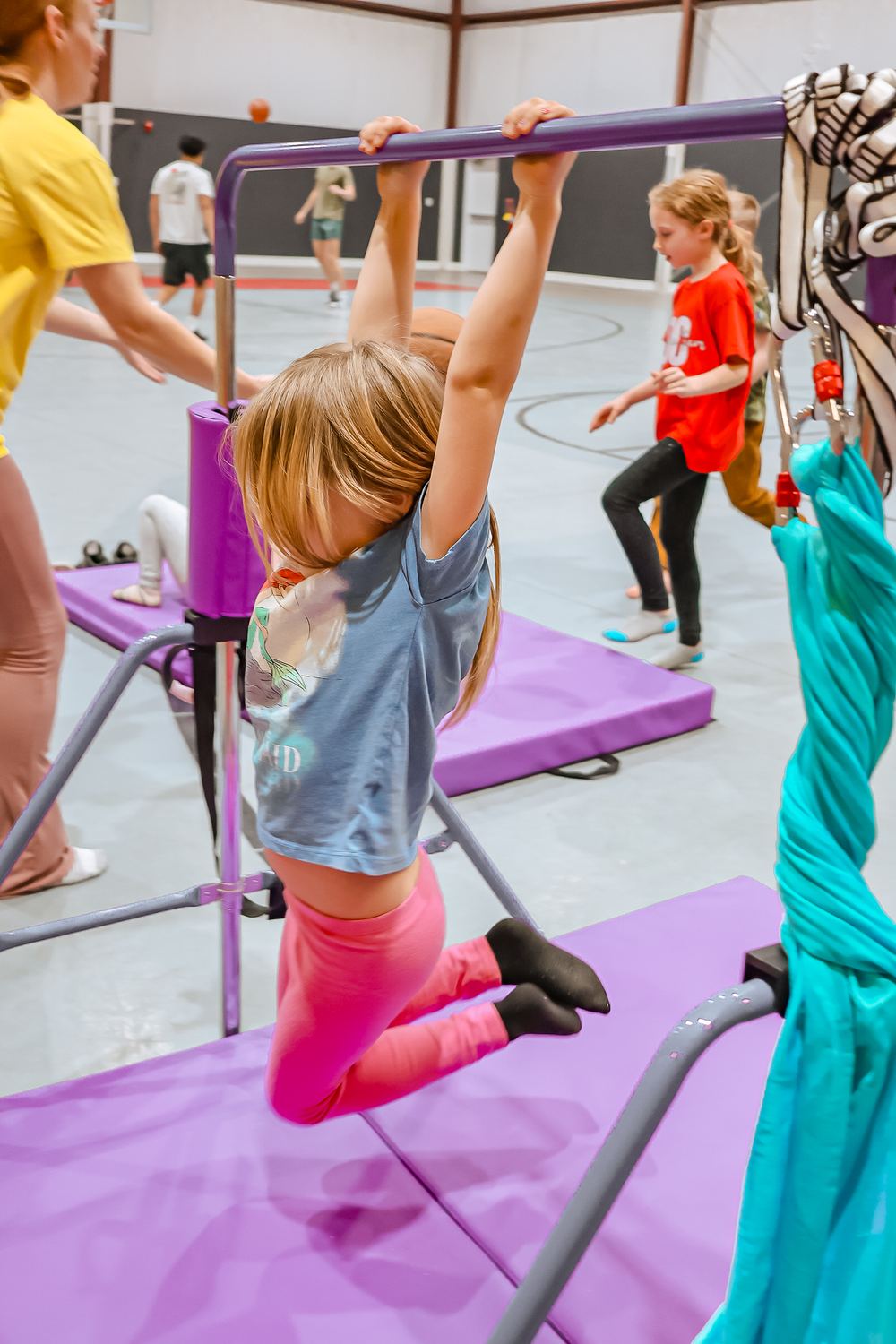 Kids playing on the rig at Iron Jungle